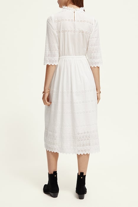 MIDI BRODERIE DRESS OFF WHITE 3