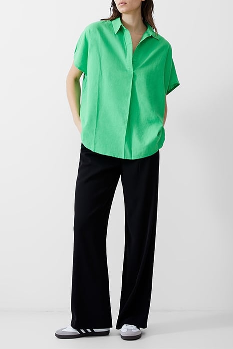 S/S LINEN BLEND POPOVER POISE GREEN 1