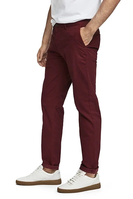 ESSENTIALS - STUART CLASSIC REGULAR SLIM FIT CHINO BORDEAUX 6
