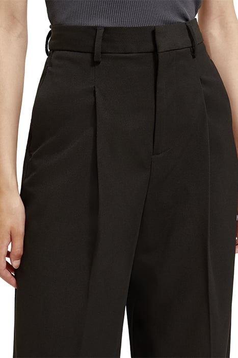 ROSE - PLEATED HIGH RISE WIDE LEG GABARDINE PANT EVENING BLA 7