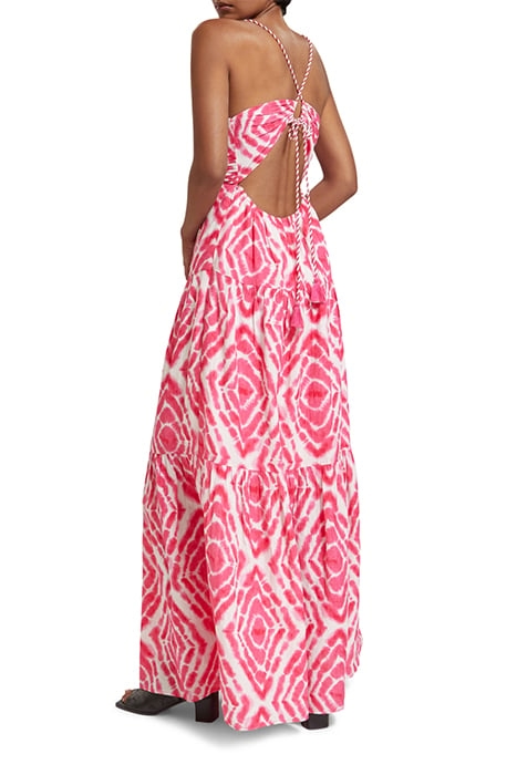 MAXI WAISTED DRESS DISCO TIE DYE POP PINK 2