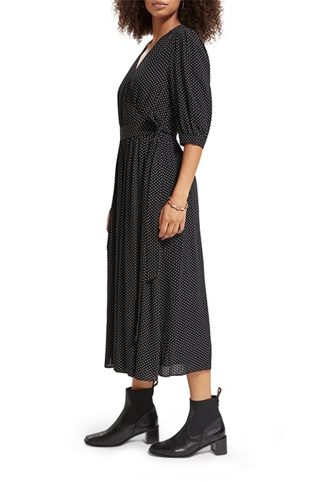 MIDI WRAP DRESS POLKA EVENING BLACK 6