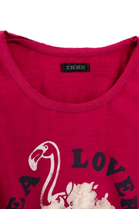 GIRLS’ FUCHSIA FLAMINGO & FLOWER ORGANIC COTTON VEST TOP 4