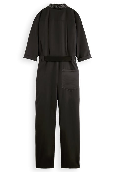 BEADED COLLAR JUMPSUIT EVENING BLACK 5