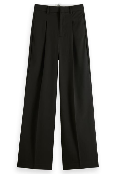 ROSE - PLEATED HIGH RISE WIDE LEG GABARDINE PANT EVENING BLA 4
