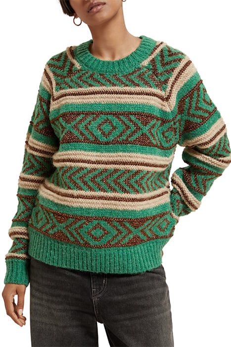 METALLIC FAIR ISLE PULLOVER FROZEN MINT 1
