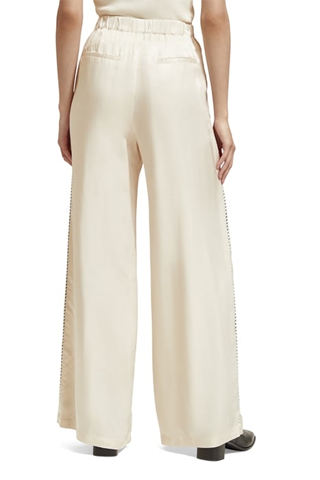 ELENI - HIGH RISE WIDE LEG PYJAMA PANTS ECRU 2