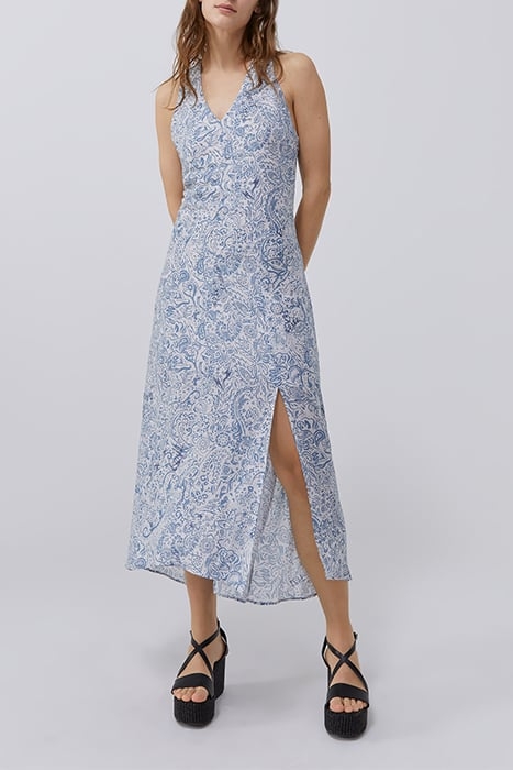 BLUE BANDANA PRINT LONG DRESS 1