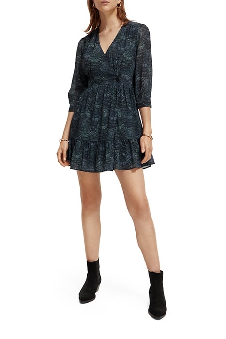 WRAP MINI DRESS FEATHER BOTTLE GREEN 2