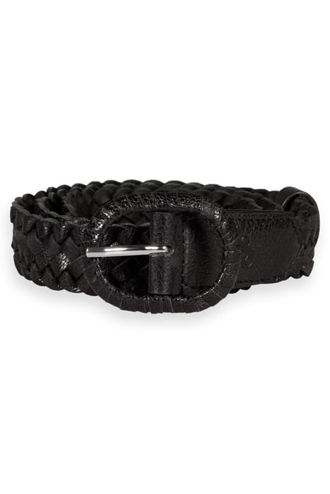 BRAIDED LEATHER WAIST BELT EVENING BLACK 1