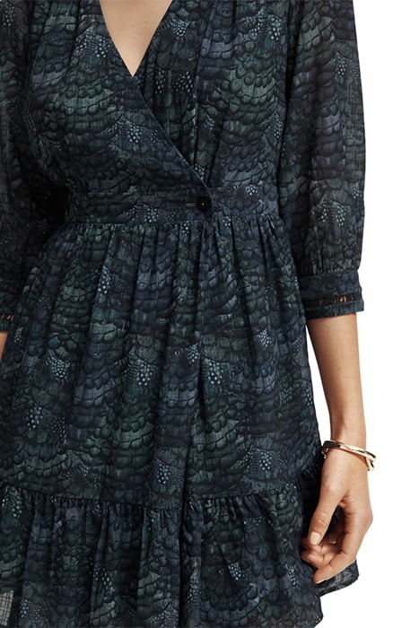 WRAP MINI DRESS FEATHER BOTTLE GREEN 7