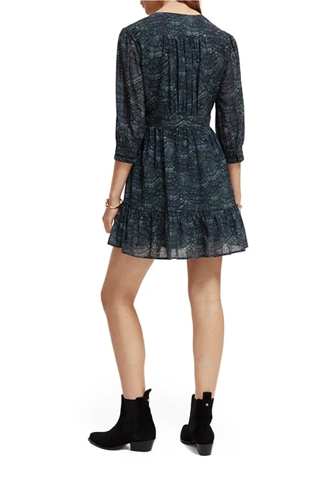 WRAP MINI DRESS FEATHER BOTTLE GREEN 3