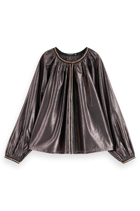 SHINY BALLOON SLEEVE EMBROIDERED TOP EVENING BLACK 4