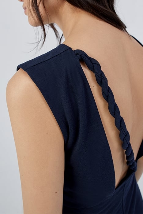 BLUE BACKLESS DRESS WITH BRAID 6