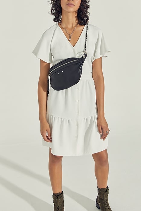 WOMEN'S OFF-WHITE V-NECK BUTTON-FRONT DRESS 1