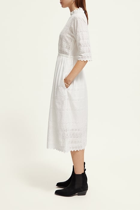 MIDI BRODERIE DRESS OFF WHITE 6