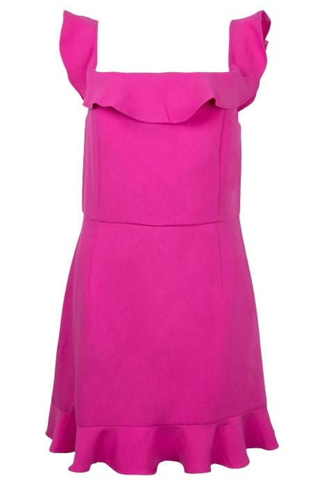 FRILL BARDOT TLRD DRESS SHORT WILD ROSA 1