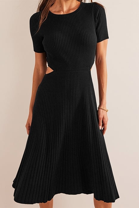 CUT OUT KNITTED MIDI DRESS BLACK 4