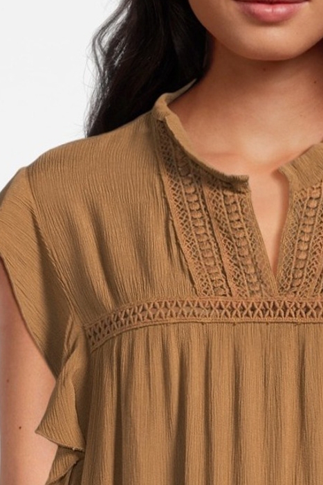 TOP WITH RUFFLES S/S TABACCO 5