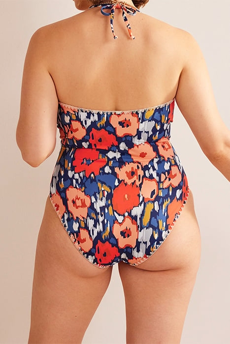 CROCHET TRIM WRAP SWIMSUIT NAVY, ABSTRACT POPPY 5