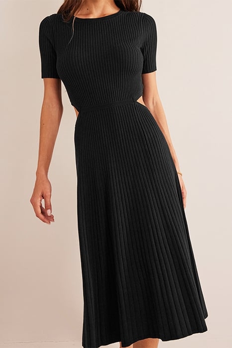CUT OUT KNITTED MIDI DRESS BLACK 1