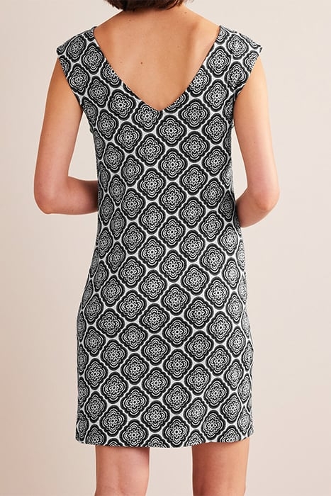 SLEEVELESS JERSEY SHIFT DRESS BLACK, BOTANIC BLUSH 2