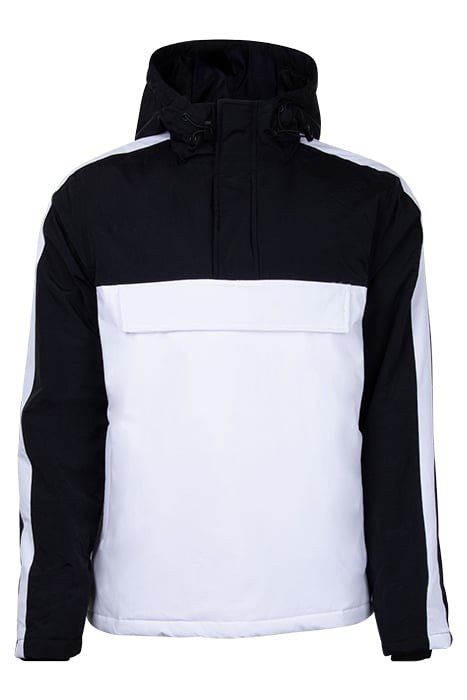 3-TONE PADDED PULL OVER HOODED JACKET WHT/BLK/BLK 1