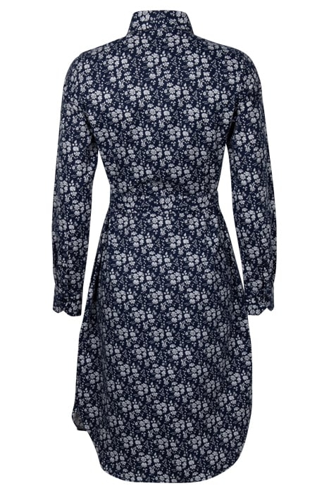 NAVY FLORAL COTTON WOOL DRESS W BELT NAVY PATTERN 2