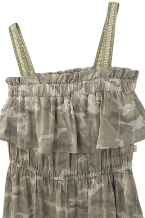GIRLS’ KHAKI CAMOUFLAGE PRINT DRESS WITH GOLD STRIPES KHAKI 3