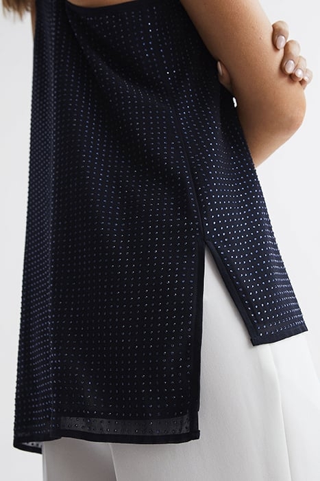 BROOKLYN-EMBELLISHED TANK TOP CAMI NAVY 6