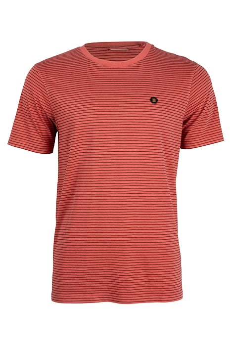 T-SHIRT CREWNECK STRIPE GARMENT DYED PAPAYA 1