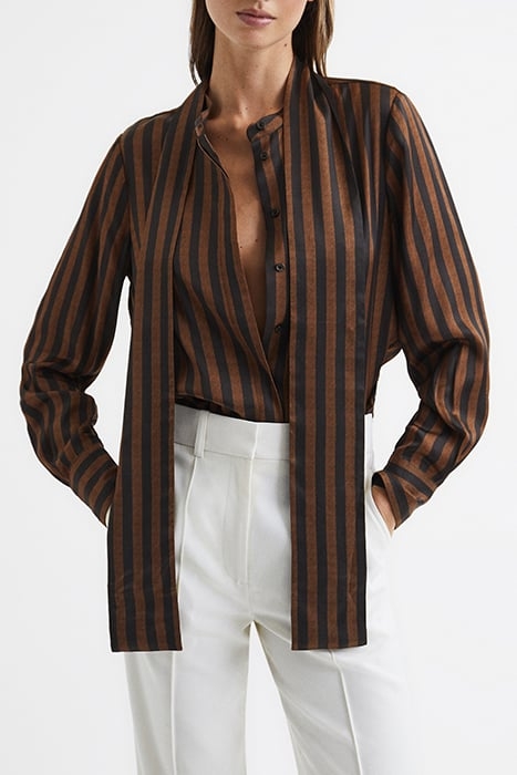 SAVANNAH-STRIPE BUTTON-DOWN SHIRT BROWN 1