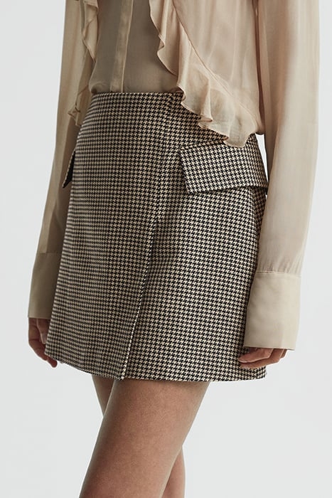 ELLA-CHECK MINI SKIRT BLACK/CAMEL 1