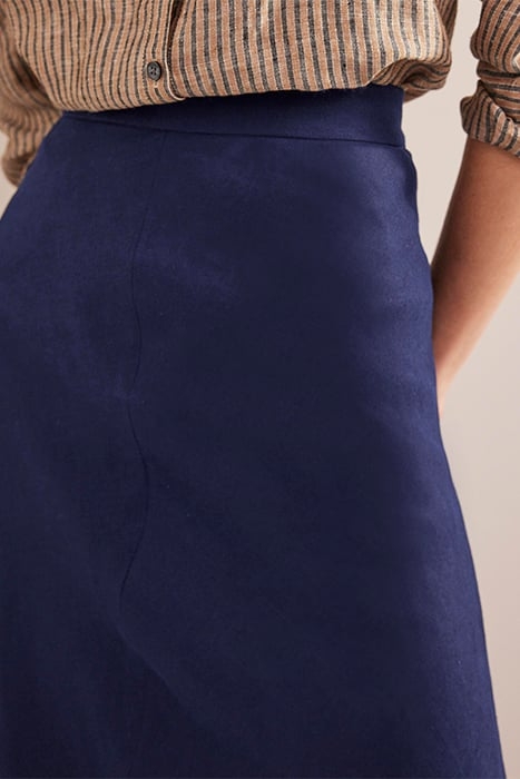 BIAS LINEN MIDI SKIRT NAVY 7