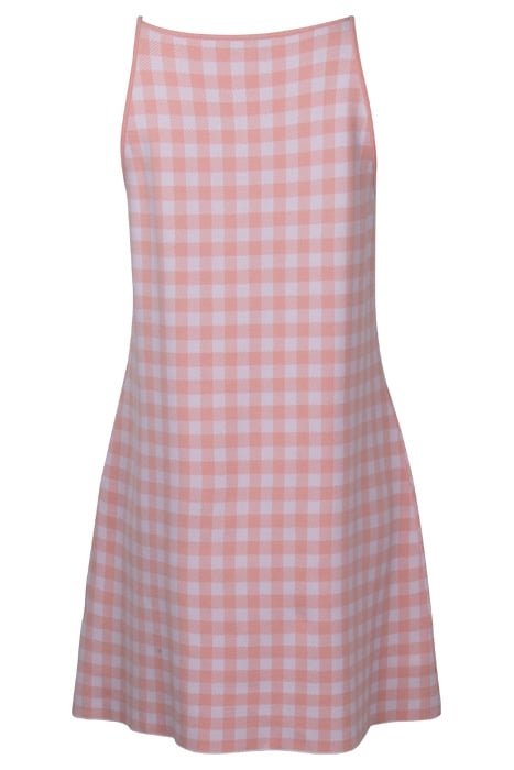 ELENA A LINE MINI KNIT DRESS PINK CHECK 2