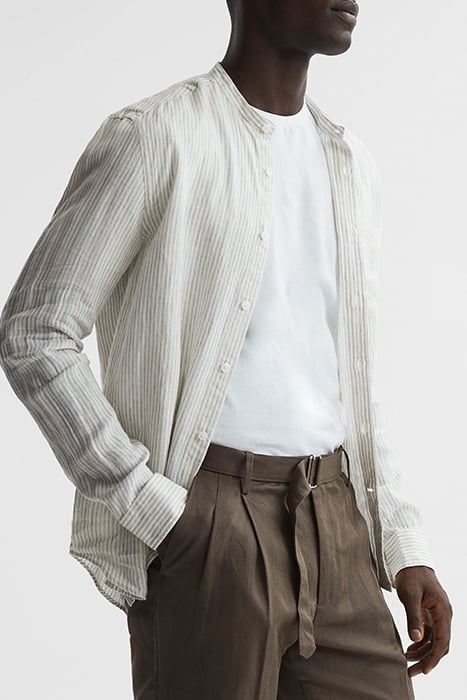 OCEAN CASUAL SHIRT OATMEAL/WHITE 1