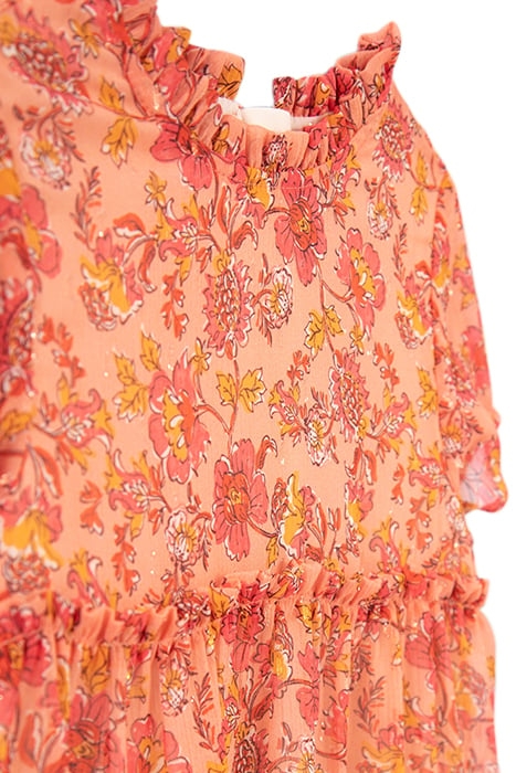 GIRLS' ORANGE FLOWERY PRINT DRESS PEACH 3