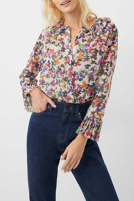 ALIANAU MIX BUTTON DOWN TOP CLASSIC CREAM MULTI 1