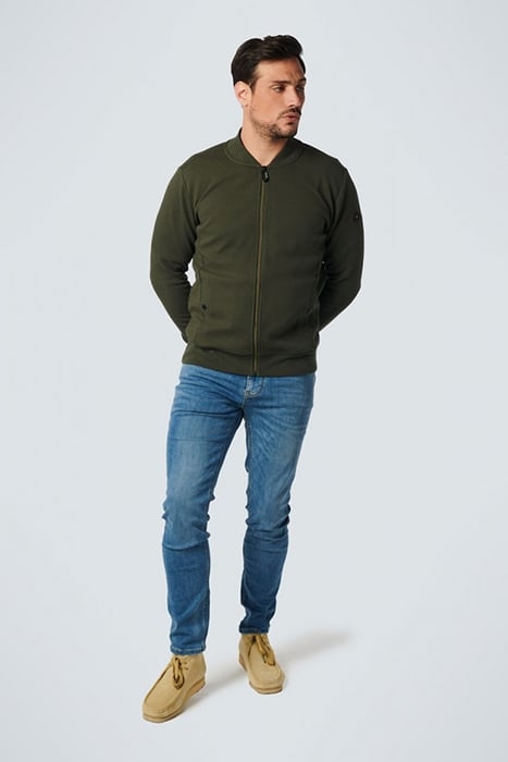 SWEATER FULL ZIPPER TWILL JACQUARD DARK GREEN 3