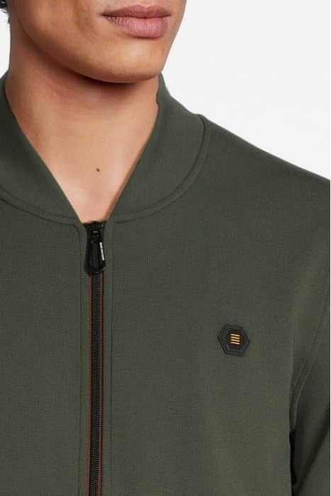 SWEATER FULL ZIPPER 2 COLOURED MELANGE DARK GREEN 4