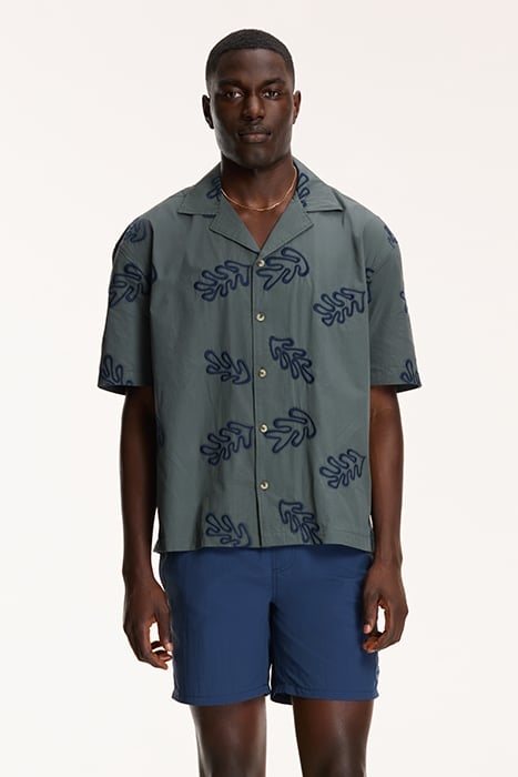 MEN SHORTSLEEVE REEF EMBROIDERY SMOKEY GREEN 1