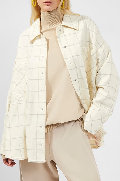 YIZA CHECK FLANNEL OVERSIZED S ECRU MULTI 1