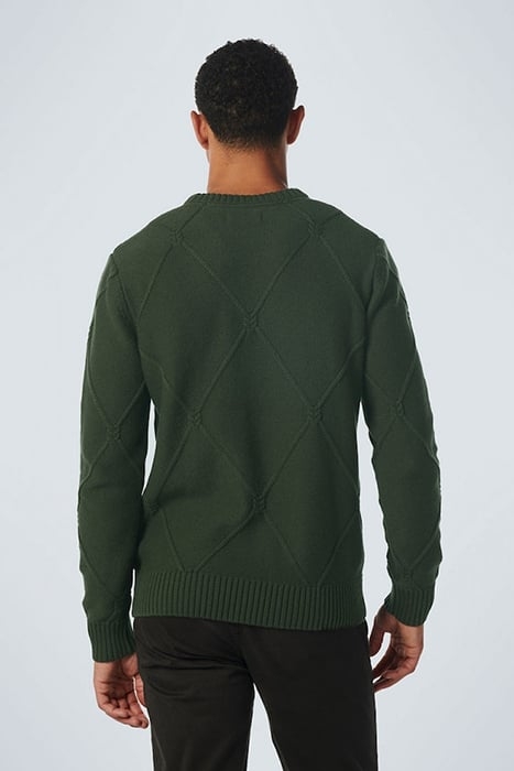 PULLOVER CREWNECK CABLE JACQUARD WITH WOOL DARK GREEN 2