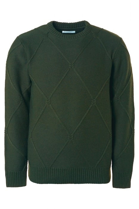 PULLOVER CREWNECK CABLE JACQUARD WITH WOOL DARK GREEN 4