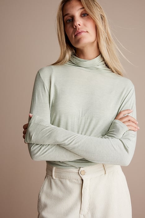 TURTLE NECK TOP VISCOSE WOOL JERSEY GREENS 4