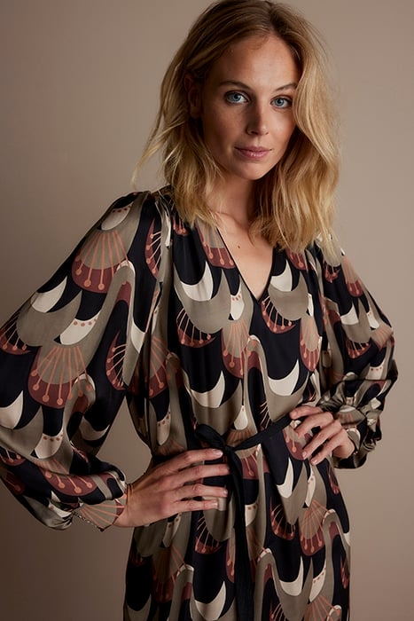 DRESS ABSTRACT PEACOCK PRINT 4