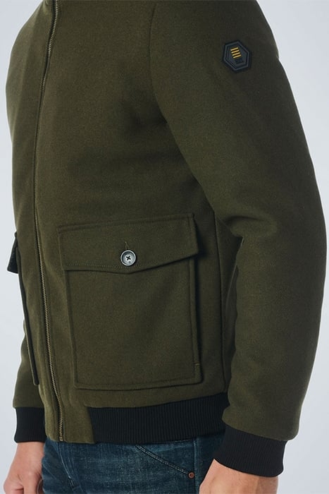 JACKET SHORT FIT WITH WOOL 2 COLOURED TWILL DARK ARMY 6