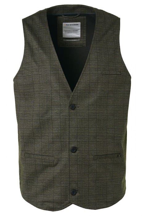 GILET JERSEY STRETCH CHECK TAUPE 4