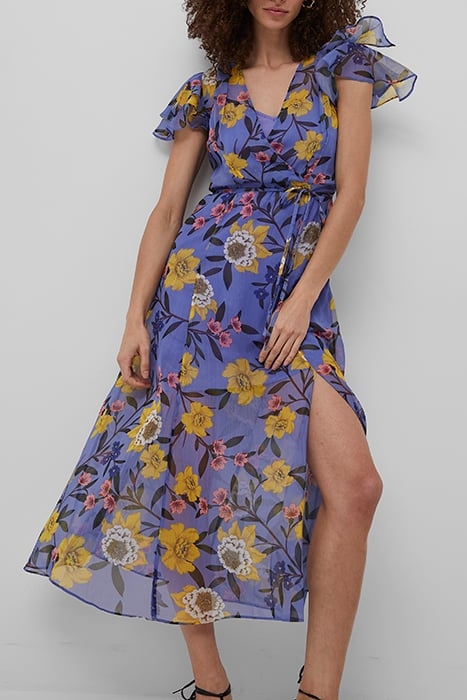 ELOISE CRINKLE MIDI DRESS BAY BLUE MULTI 1
