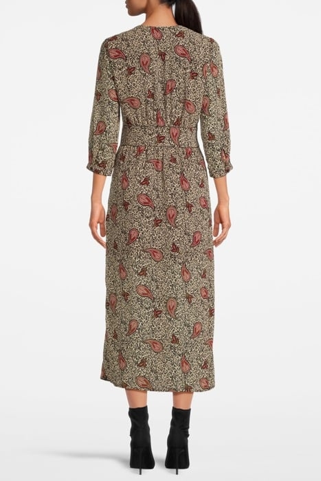 ECRU LONG RECYCLED PAISLEY LEOPARD PRINT DRESS 2